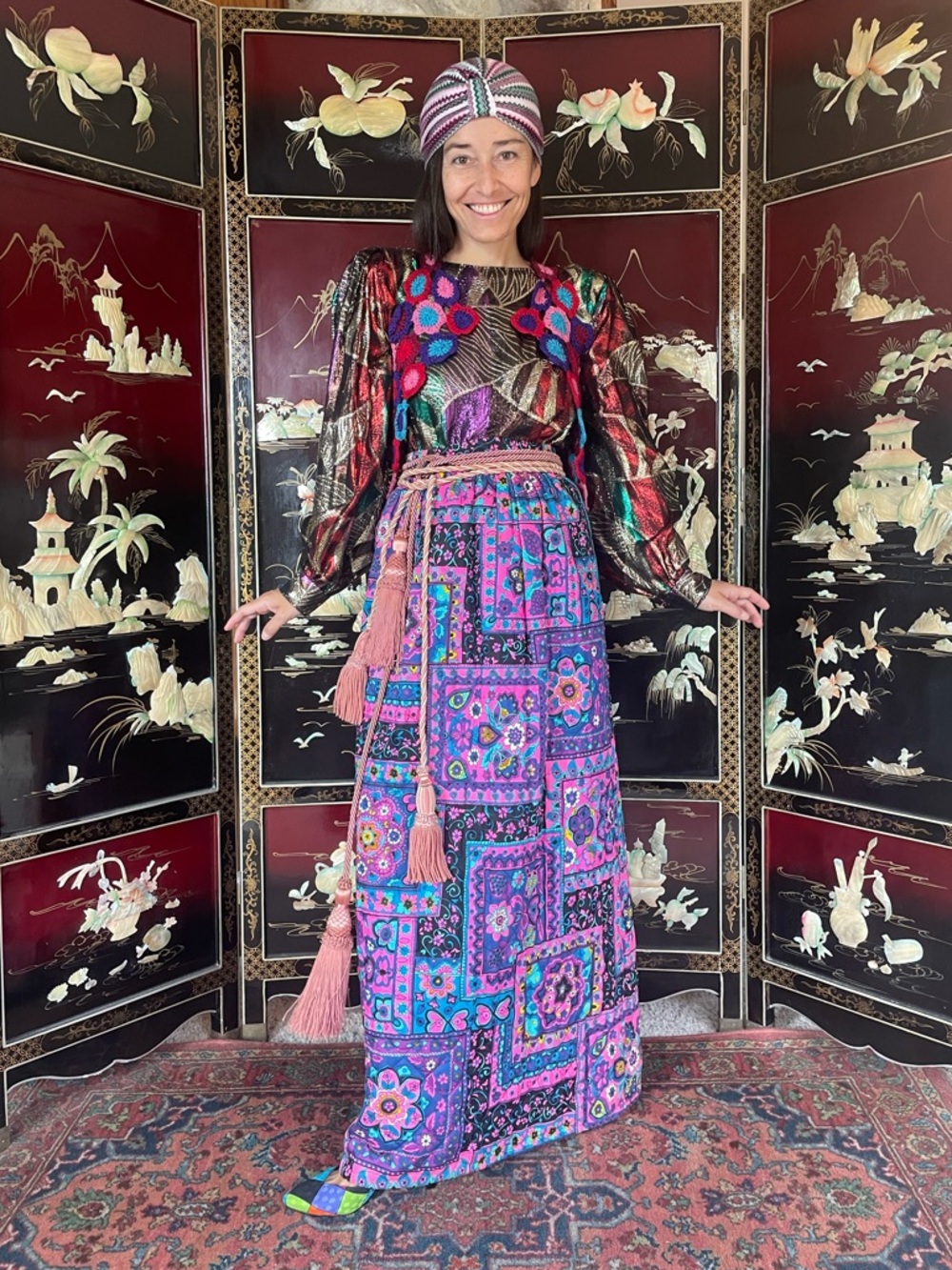 1960s psychedelic maxi quilted skirt